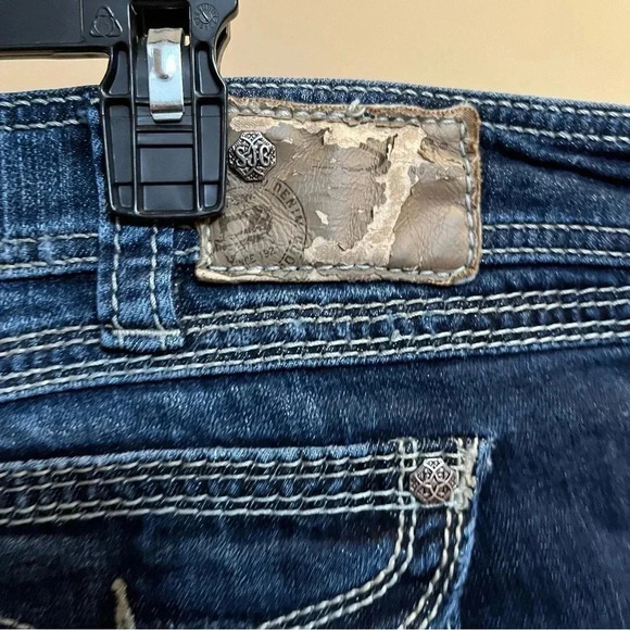 Silver Suki Surplus Jeans S224 L32 Womens Dark Wash Thick Stitched Blue Jeans - Picture 13 of 13